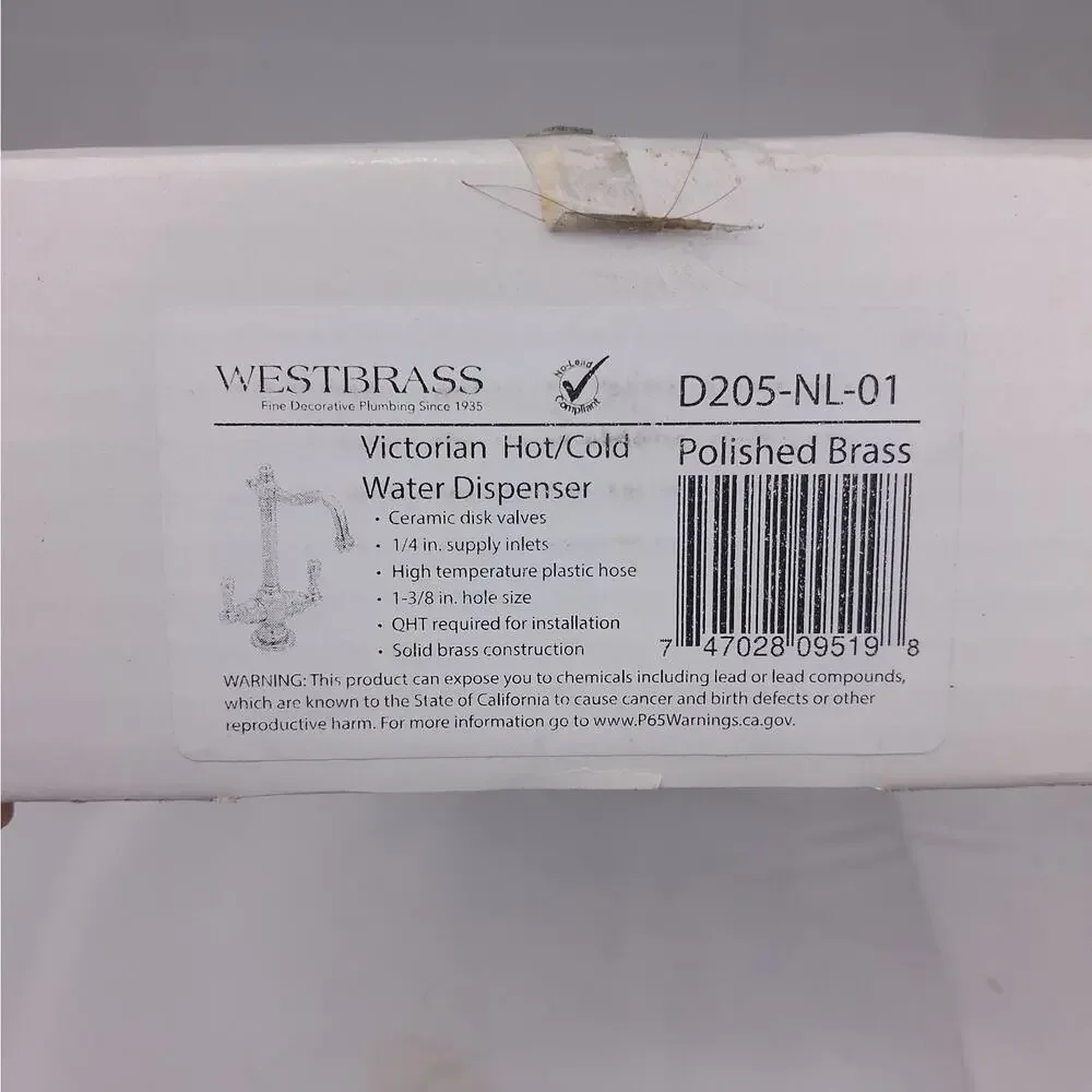Westbrass D205-NL-01 Victorian 2-Handle Hot/Cold Water Dispenser Polished Brass